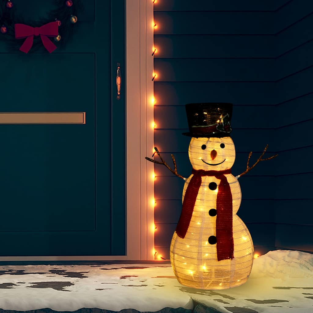 Vetonek Muñeco de nieve decorativo de Navidad con LED tela lujosa 60 cm