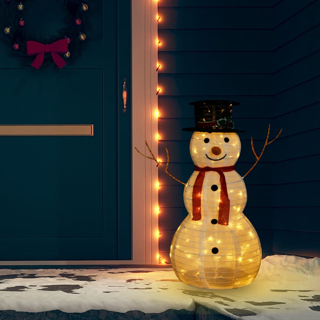 Vetonek Muñeco de nieve decorativo de Navidad con LED tela lujosa 90 cm