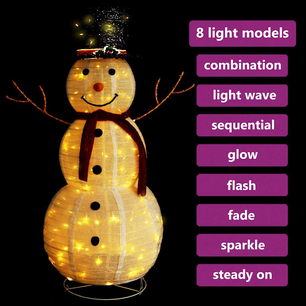 Christmas snow doll with LED lights luxurious fabric 120 cm