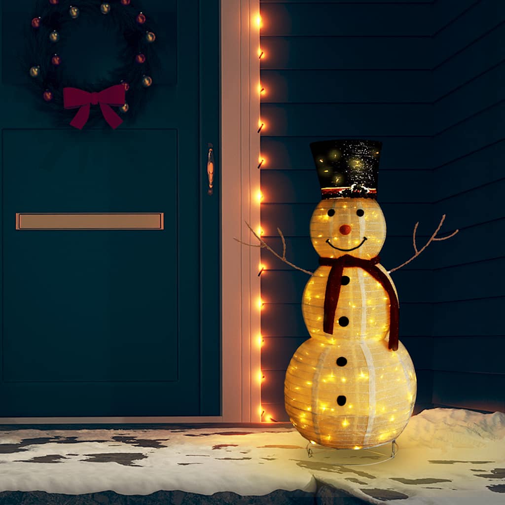 Vetonek Muñeco de nieve de Navidad con luces LED tela lujosa 120 cm