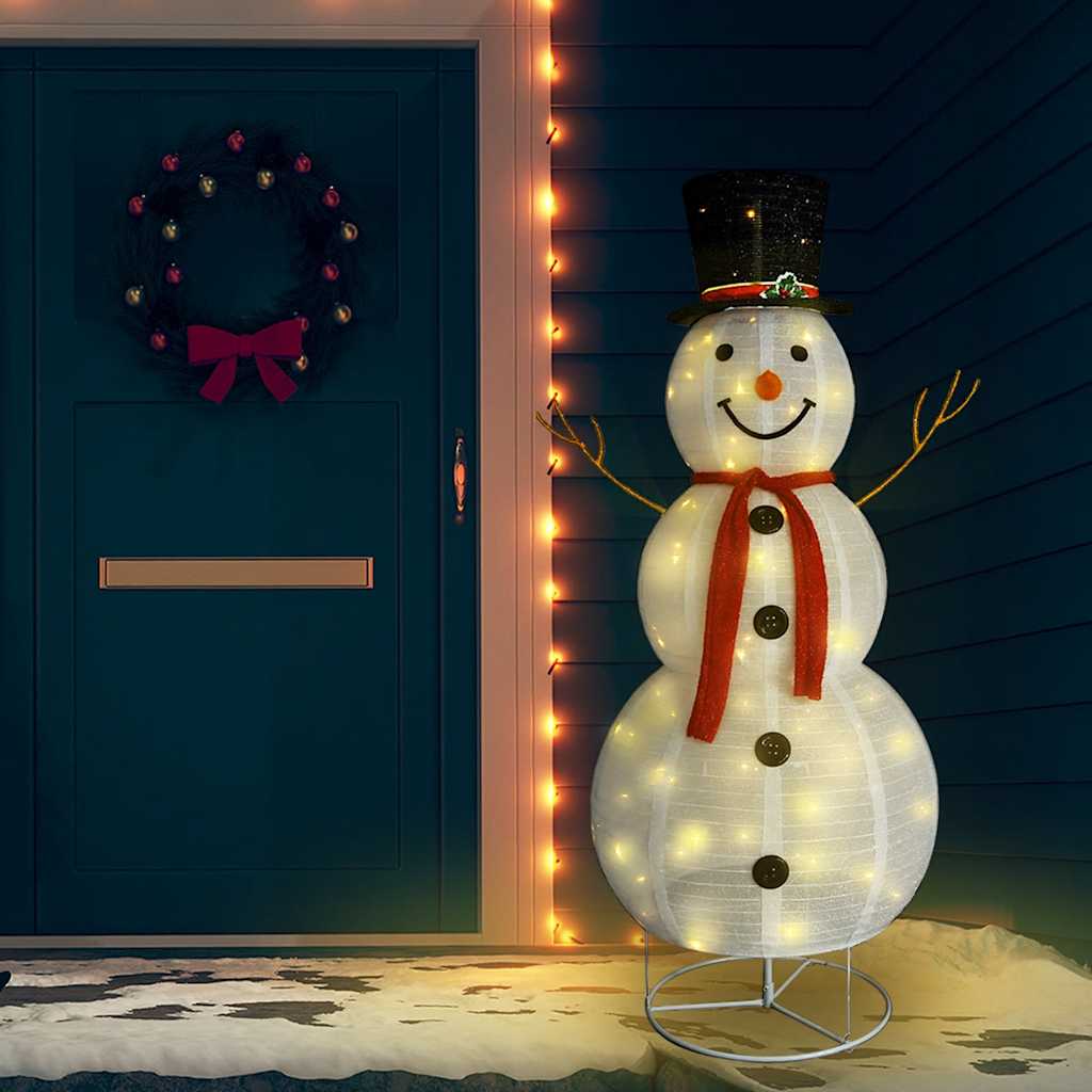 Vetonek Muñeco de nieve de Navidad con luces LED tela lujosa 180 cm