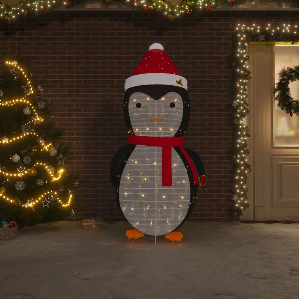 Vetonek Pingüino de Navidad decorativo con LED tela lujosa 180 cm