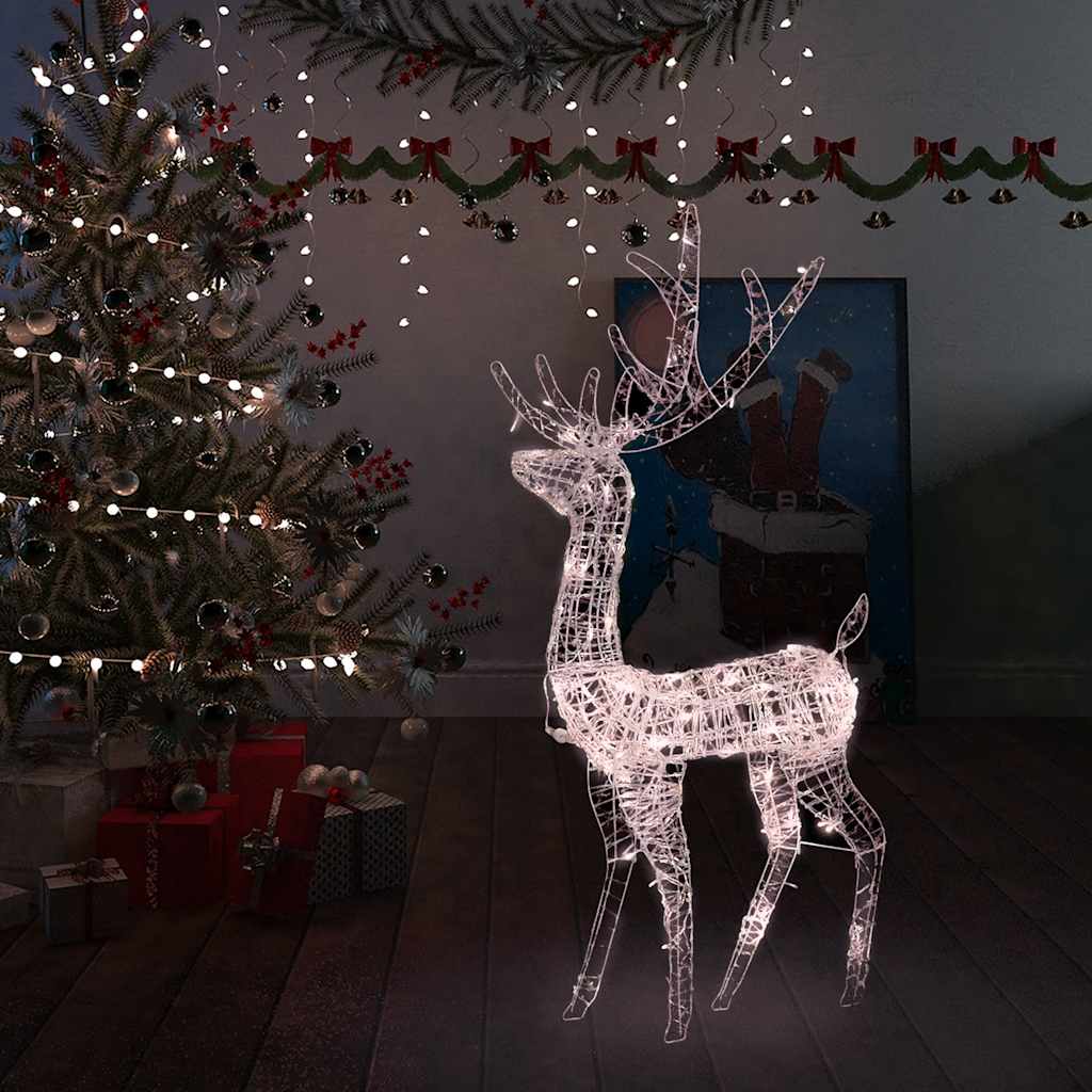 Vetonek Adorno reno de Navidad acrílico blanco cálido 140 LEDs 120 cm