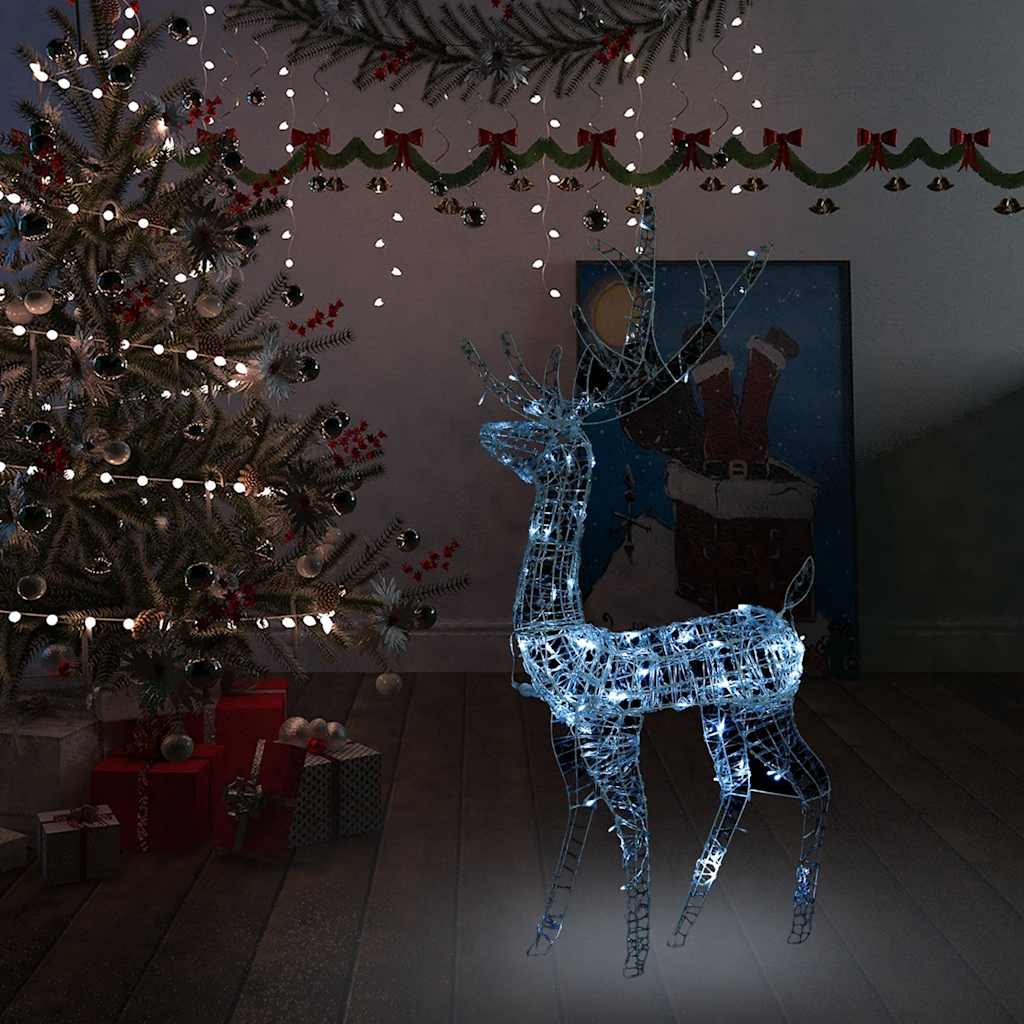 Vetonek Adorno reno de Navidad acrílico blanco frío 140 LEDs 120 cm