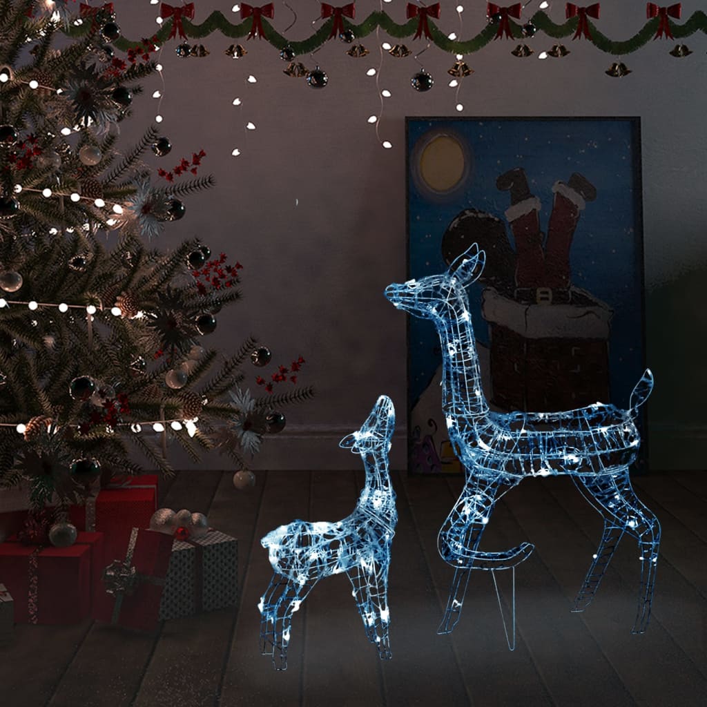 Vetonek Familia de renos de Navidad acrílico blanco frío 160 LEDs