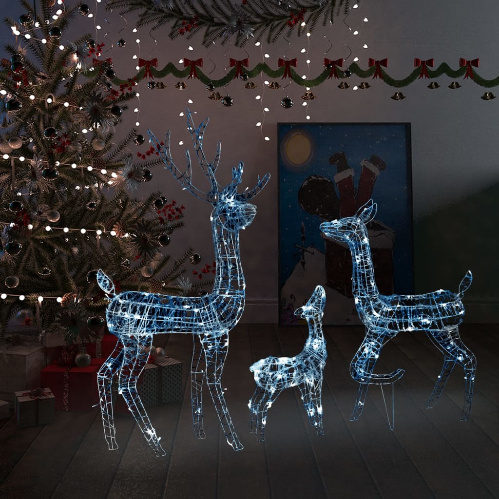 Vetonek Familia de renos de Navidad acrílico 300 LEDs blanco frío