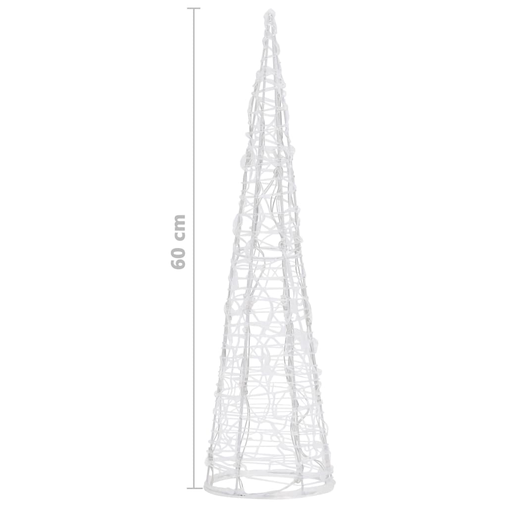 Pirámide decorativa cono acrílico luces LED blanco frío 60 cm