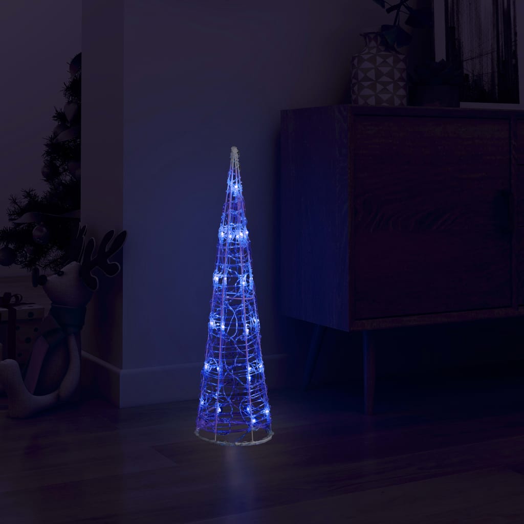 Vetonek Pirámide decorativa cono acrílico luces LED azules 60 cm