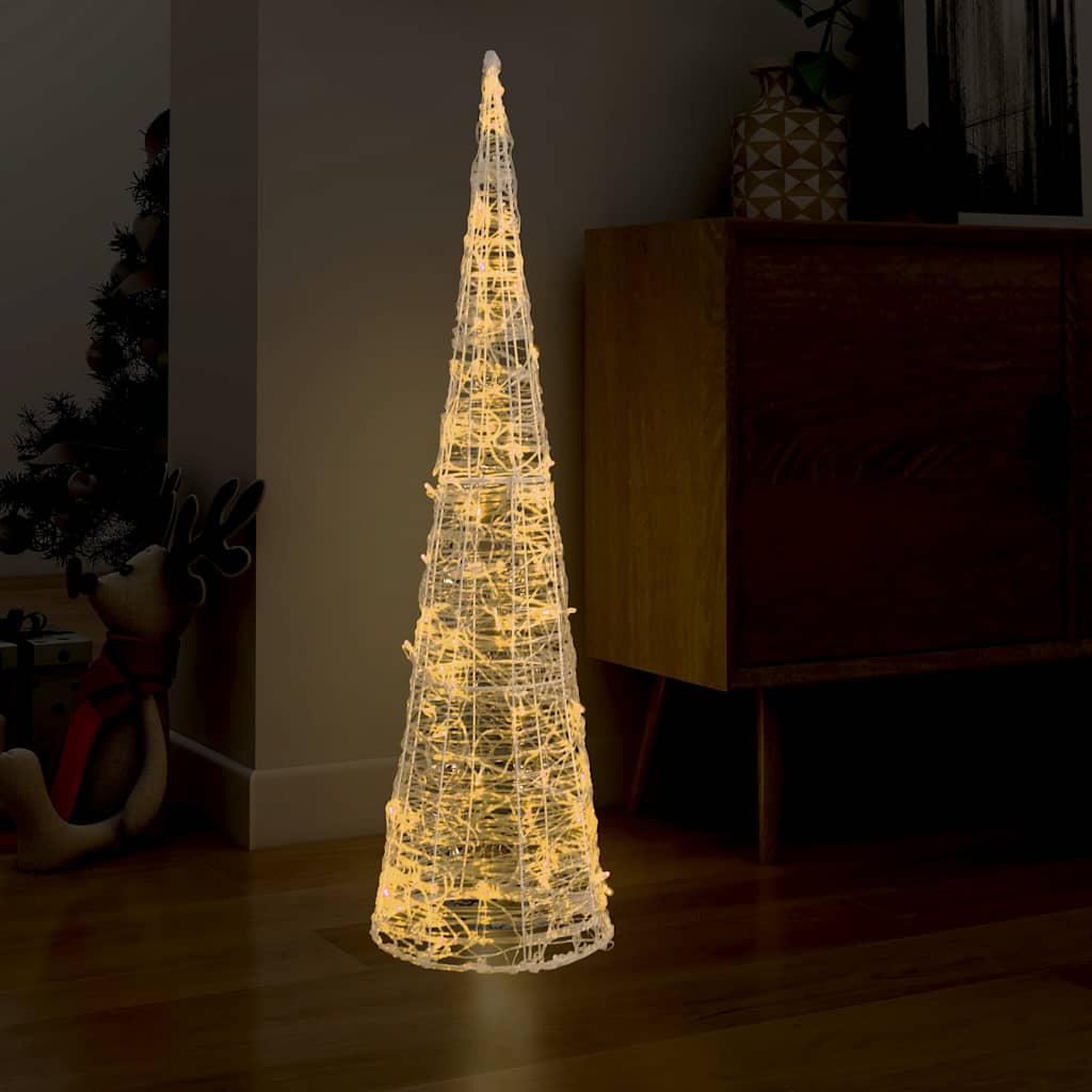 Vetonek Pirámide decorativa cono acrílico luces LED blanco cálido 120cm