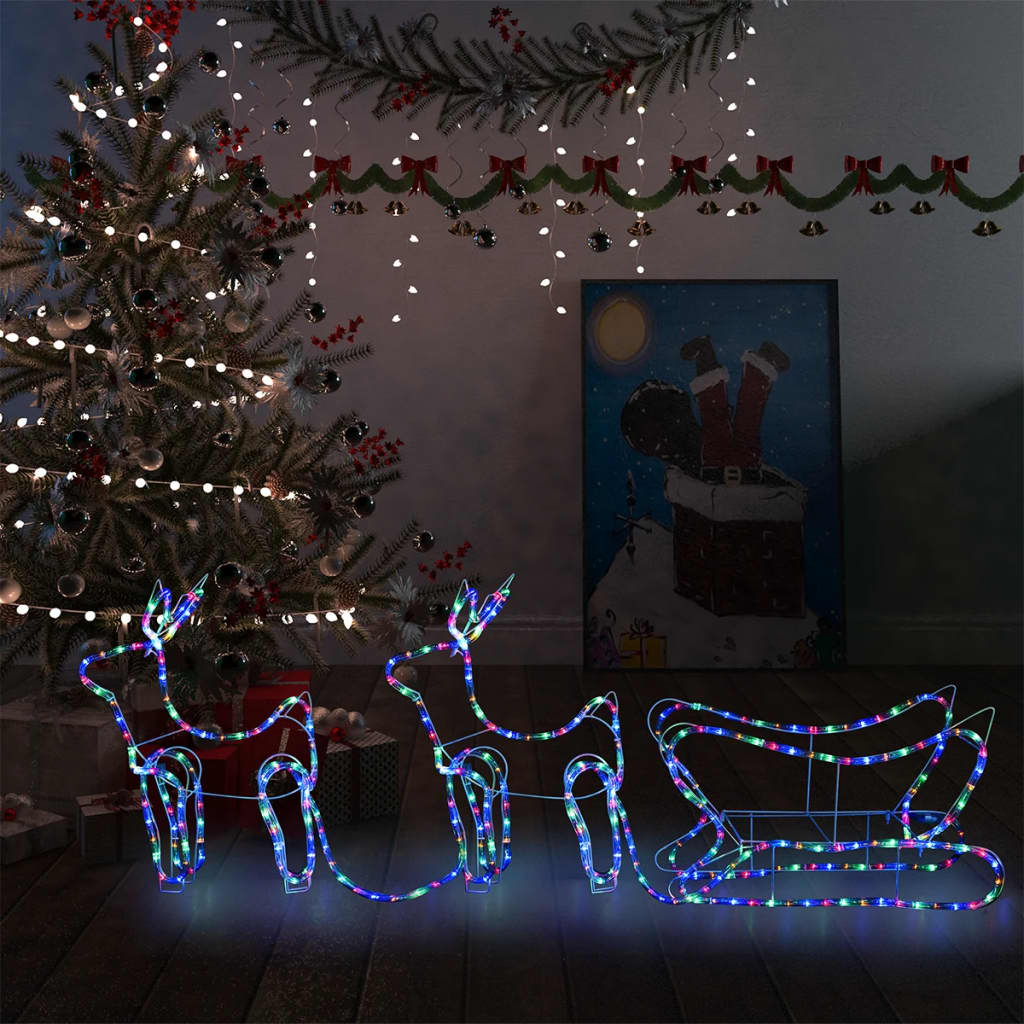 Renos y trineo de navidad decoración jardín 576 leds v5047 Vetonek