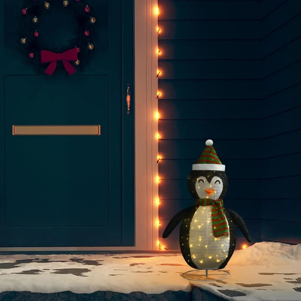 Vetonek Pingüino de Navidad decorativo con LED tela lujosa 60 cm