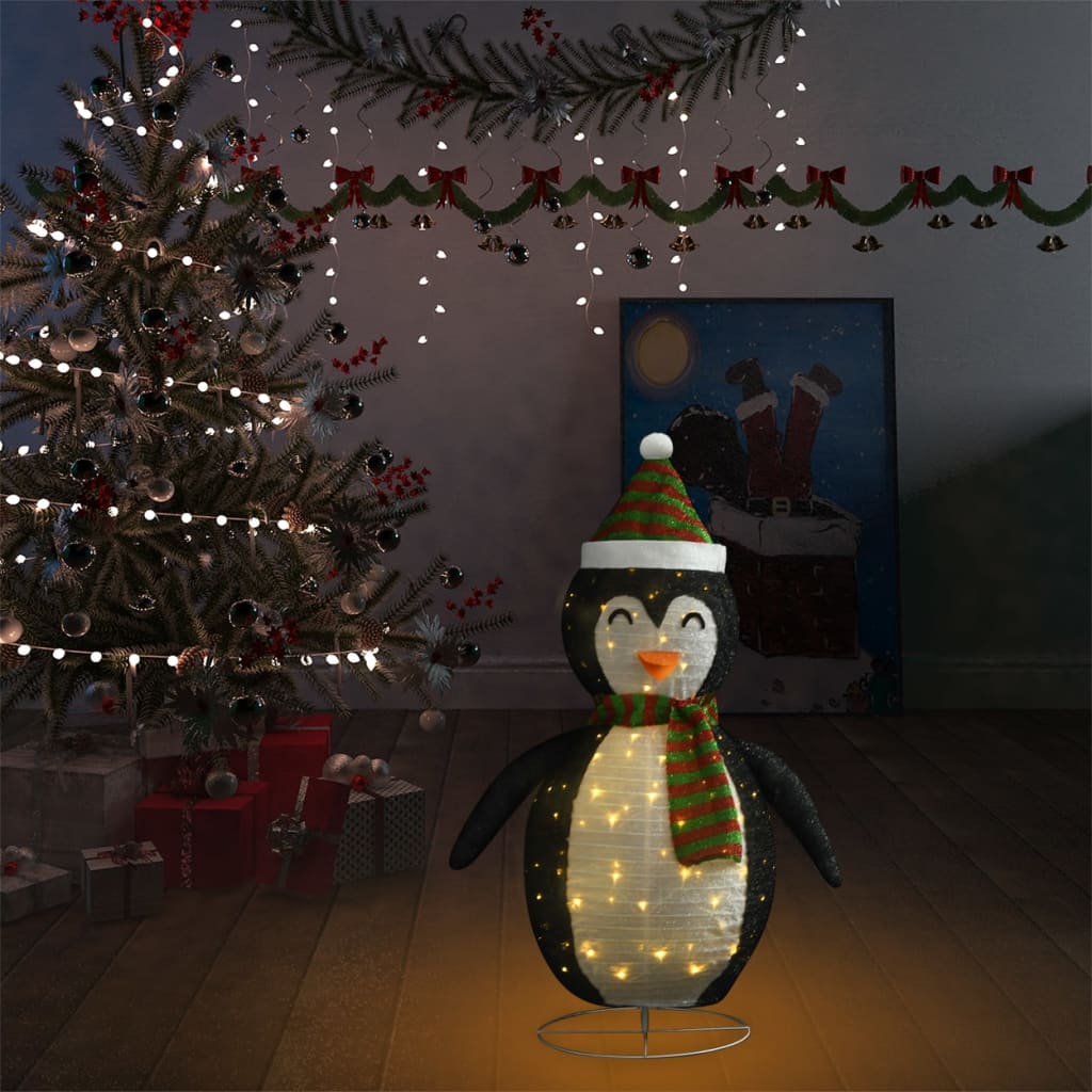 Pinguim de Natal decorativo com tecido luxuoso 90 cm