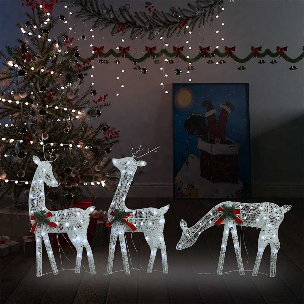 Vetonek Familia renos de Navidad malla blanca frío blanco 270x7x90 cm