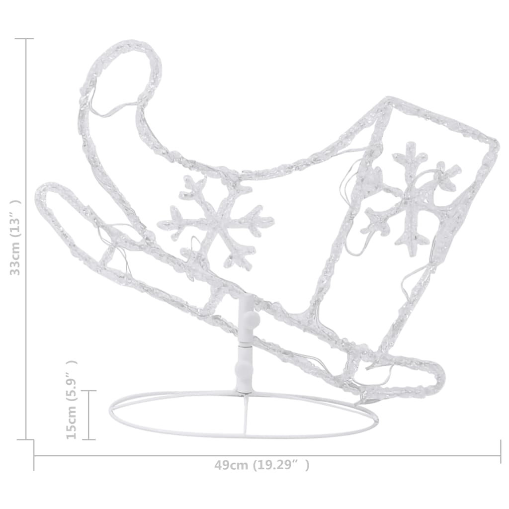 Reinde-vol et traîneau blanc chaud 260x21x87 cm