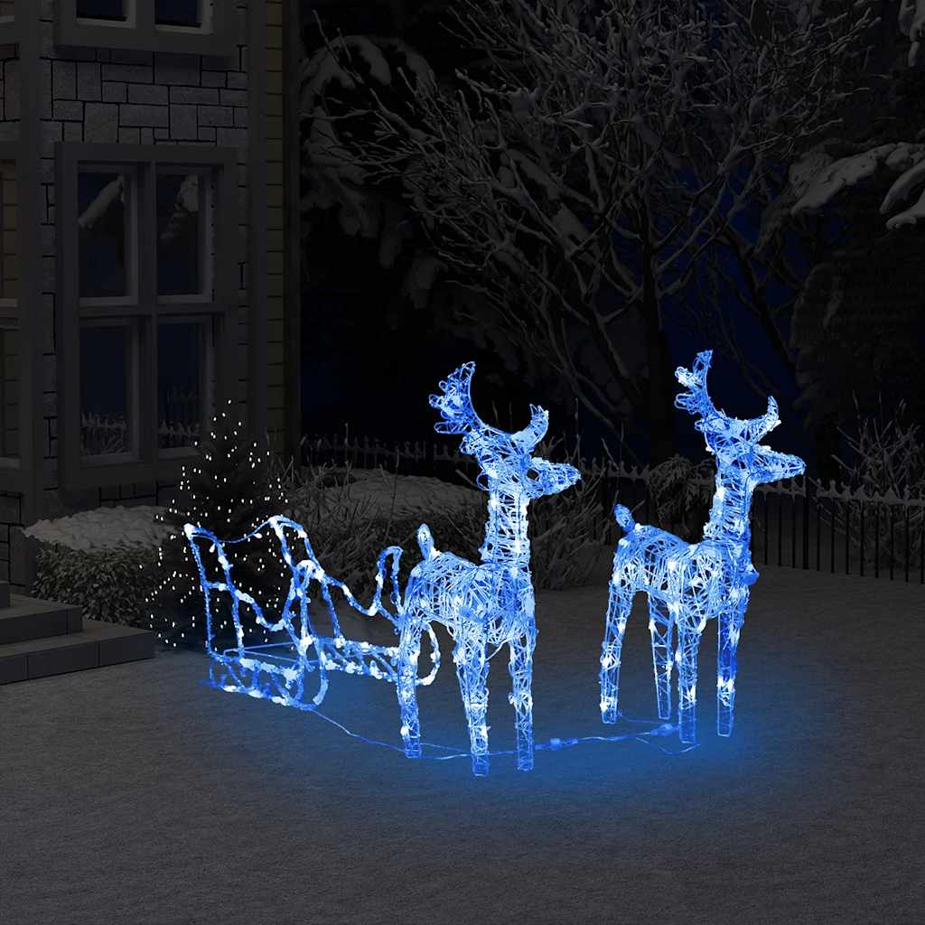 Vetonek Reno y trineo adorno navideño 160 LEDs acrílico 130 cm