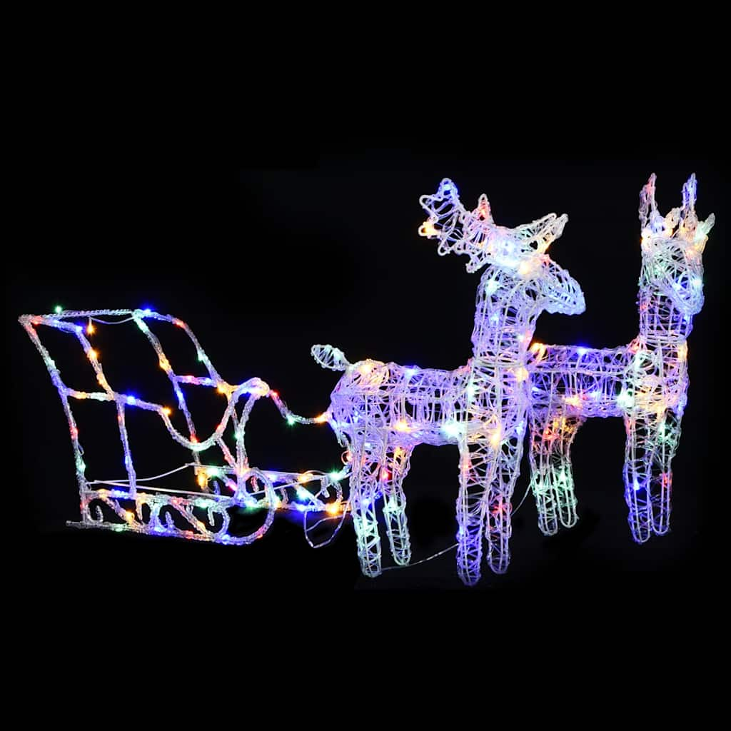 Vetonek Reno y trineo adorno navideño 160 LEDs acrílico 130 cm