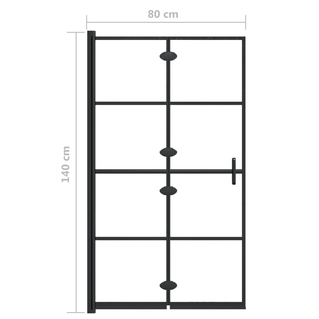 Mampara de ducha plegable ESG negro 80x140 cm