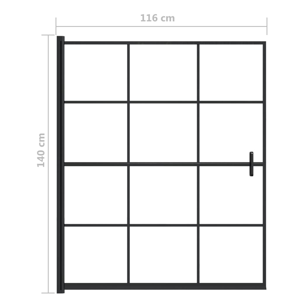 Black ESG shower screen 116x140 cm