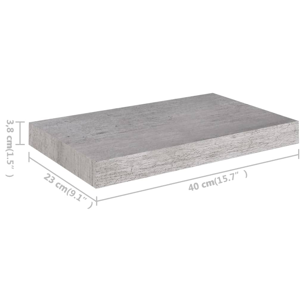 Estantes flotantes de pared 4 uds gris MDF 40x23x3,8 cm