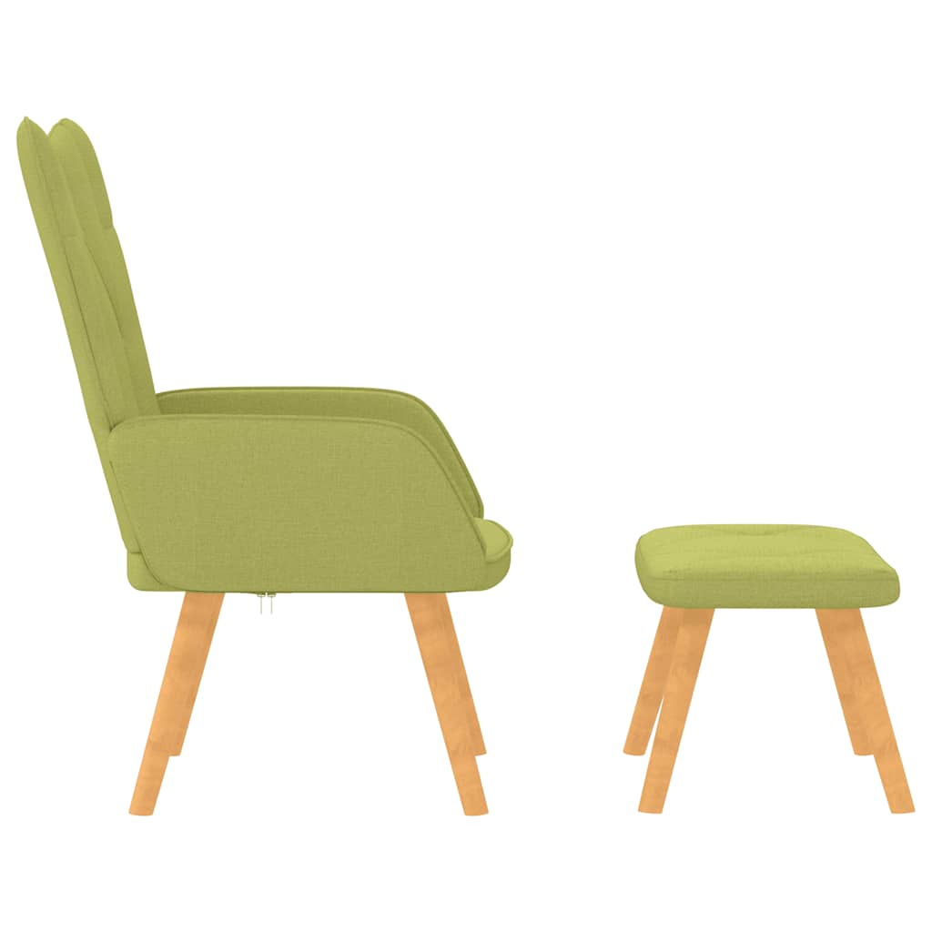 Chaise de relaxation avec tabouret de tissu vert