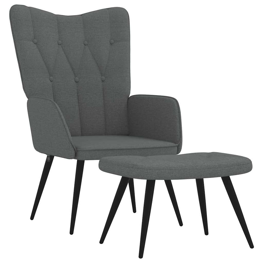 Sillón de relax con taburete tela gris oscuro vidaXL