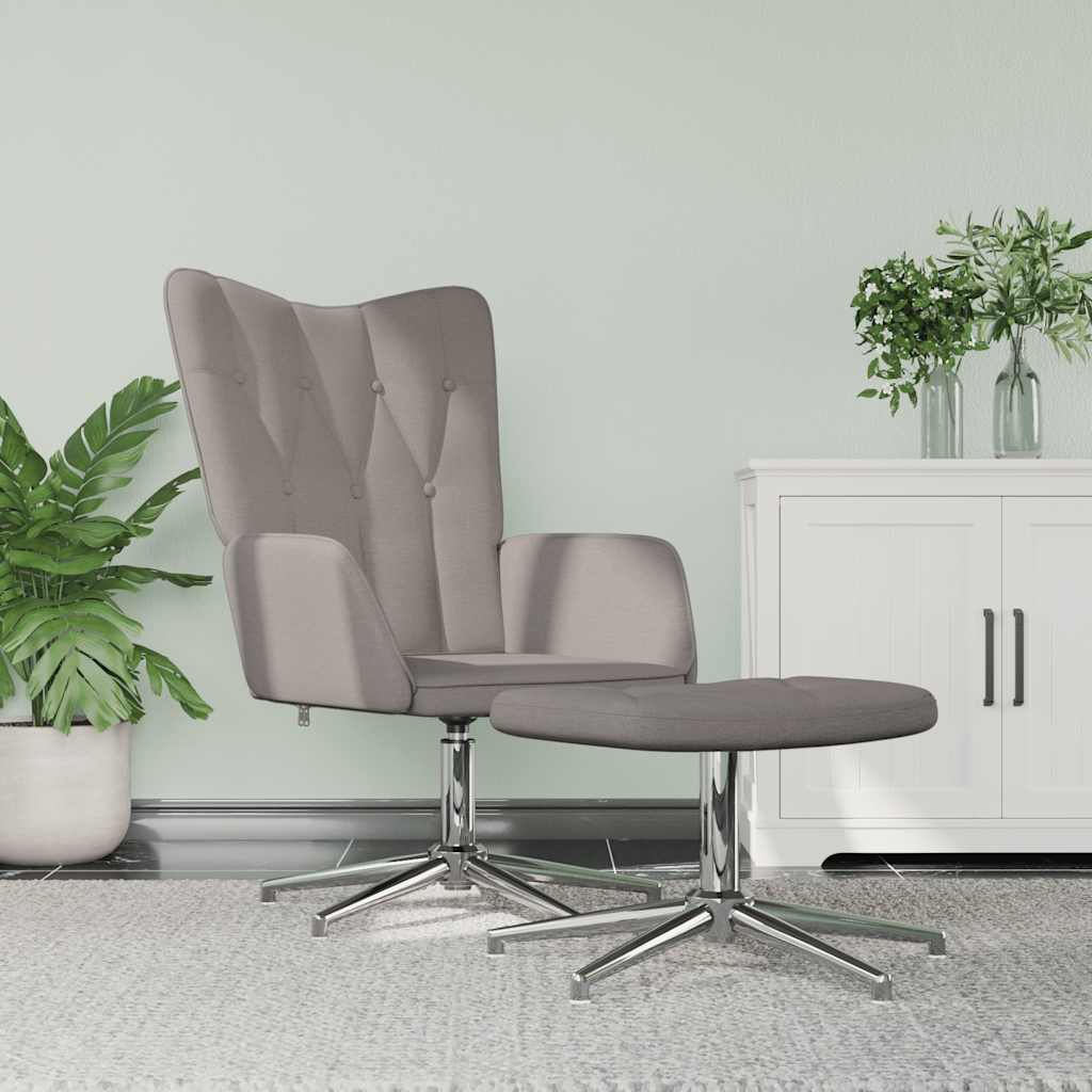 Vetonek Sillón de relax con reposapiés de tela gris taupe