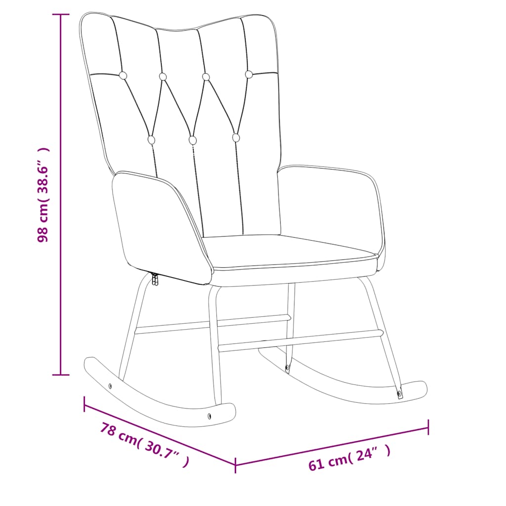 Silla mecedora de tela color crema