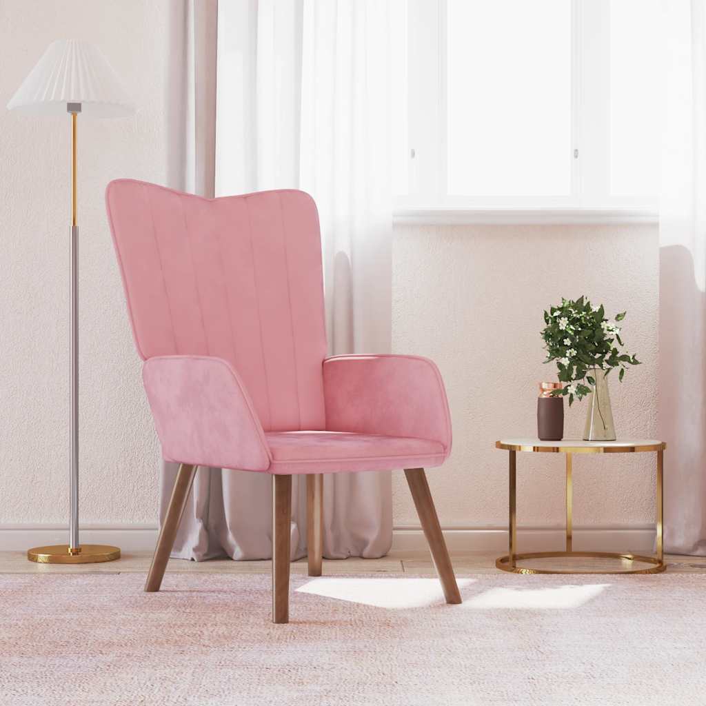 Vetonek Sillón de relax de terciopelo rosa