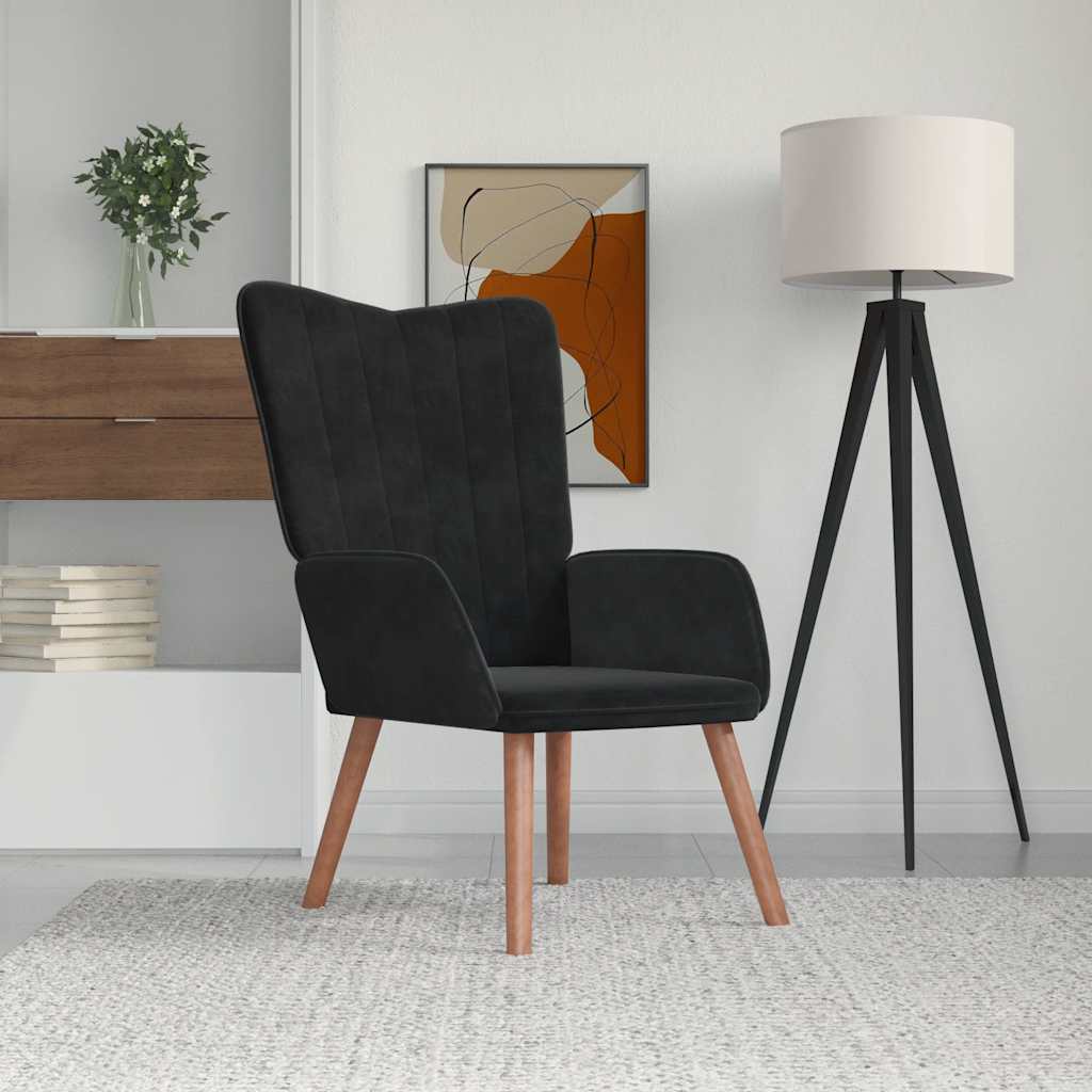 Vetonek Sillón de relax de terciopelo negro