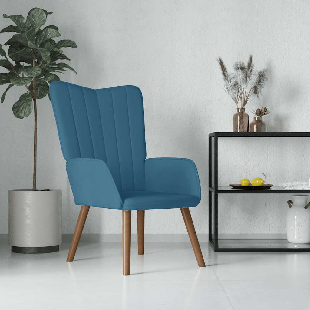 Vetonek Sillón de relax de terciopelo azul