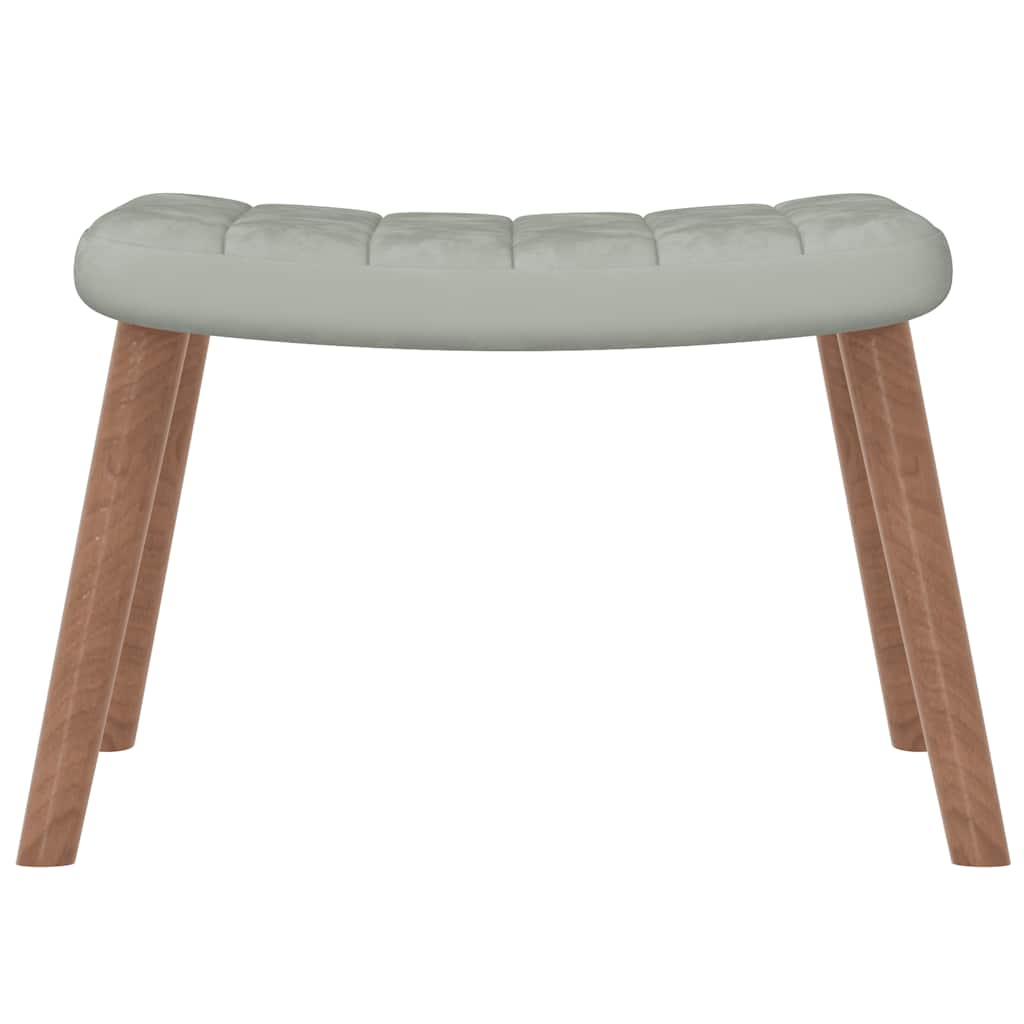 Sillón de relax con taburete de terciopelo gris claro vidaXL