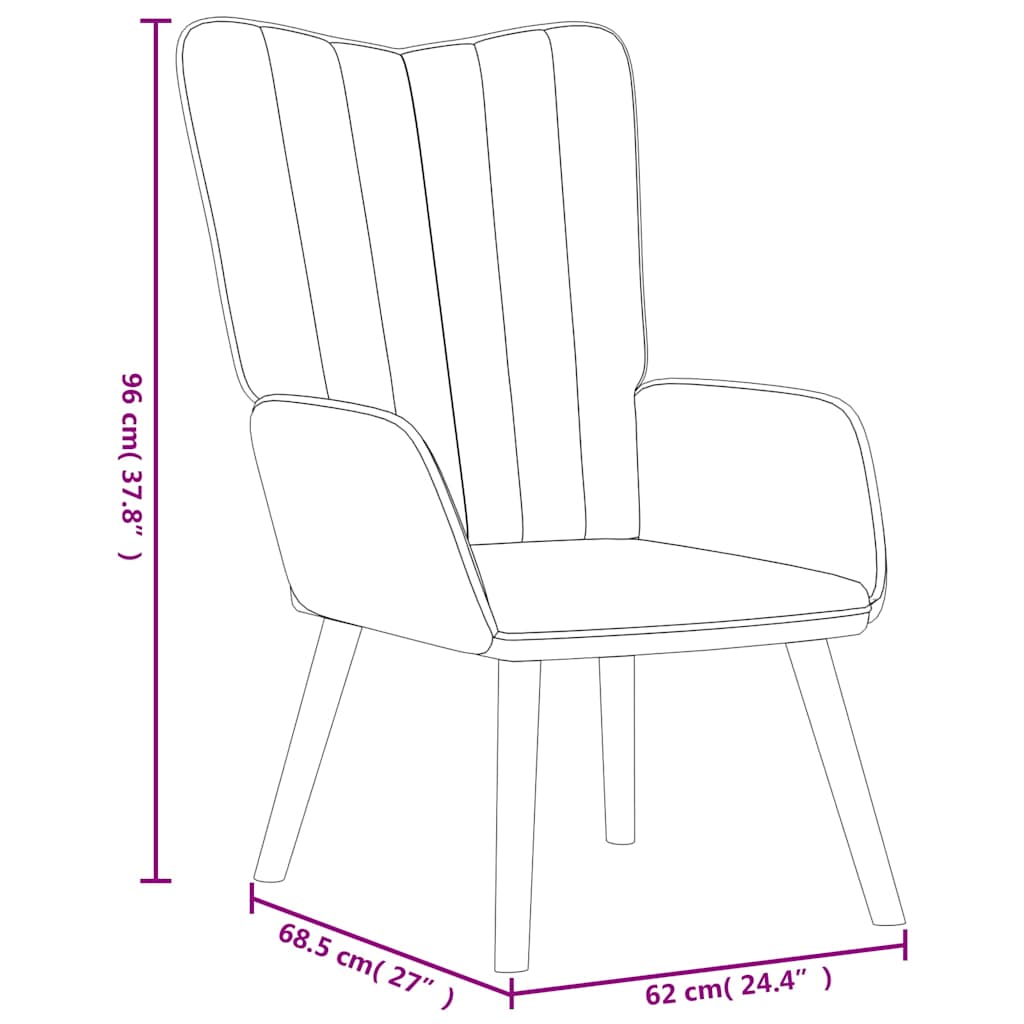 Sillón de relax con taburete de terciopelo gris claro vidaXL