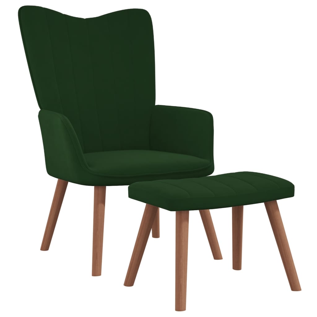 Vetonek Sillón de relax con taburete terciopelo verde oscuro