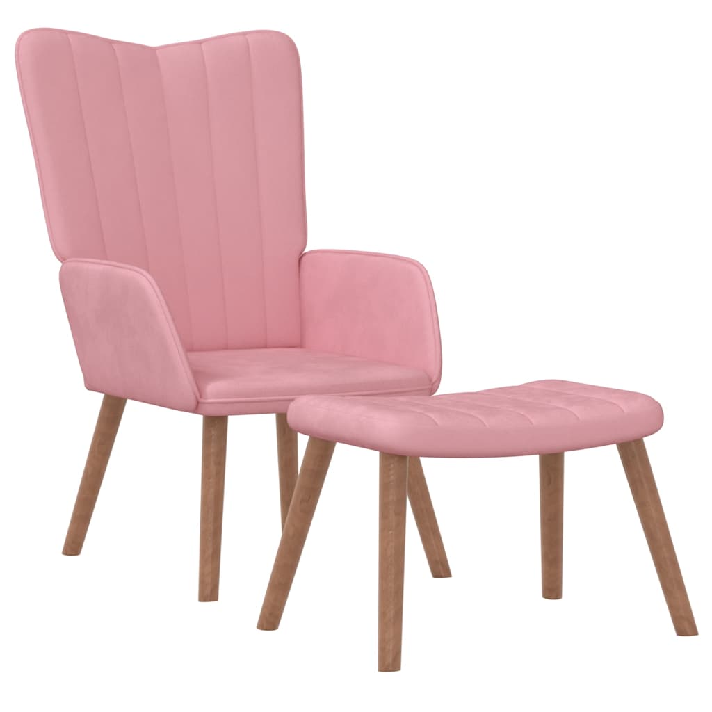 Sillón de relax con taburete terciopelo rosa vidaXL