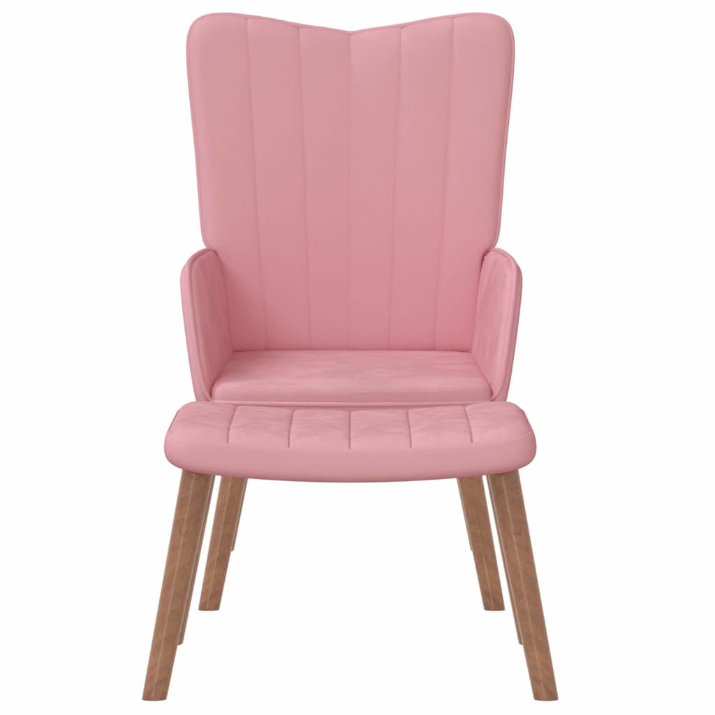 Sillón de relax con taburete terciopelo rosa vidaXL