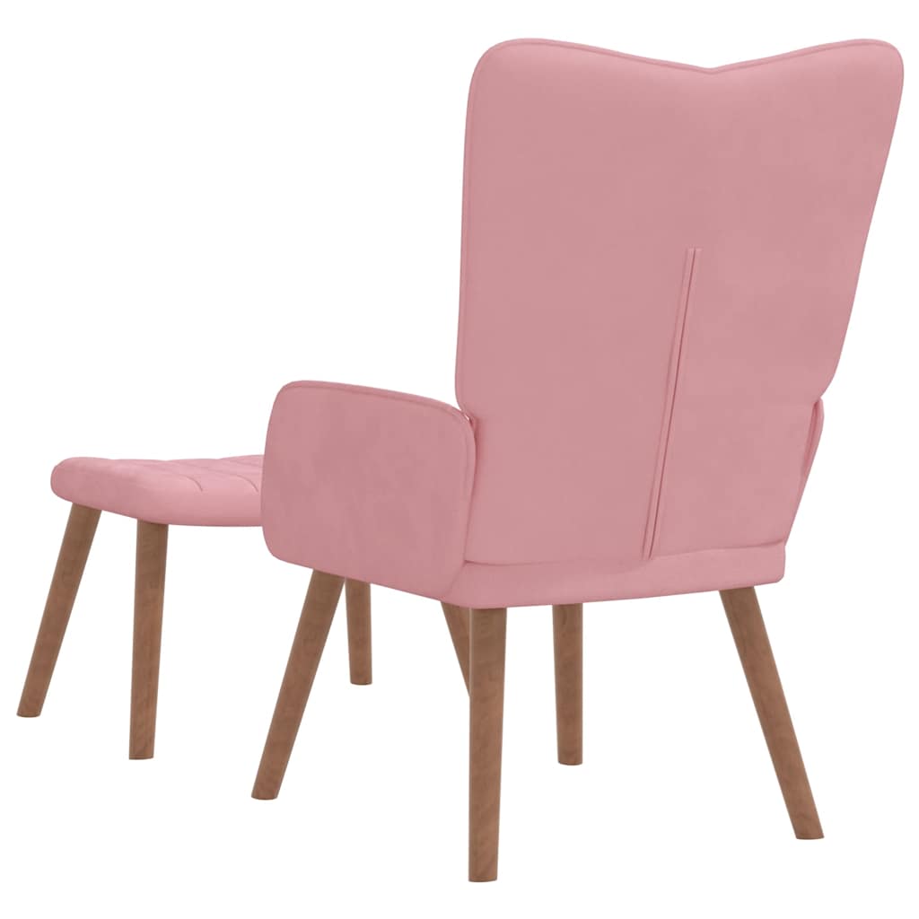 Sillón de relax con taburete terciopelo rosa vidaXL