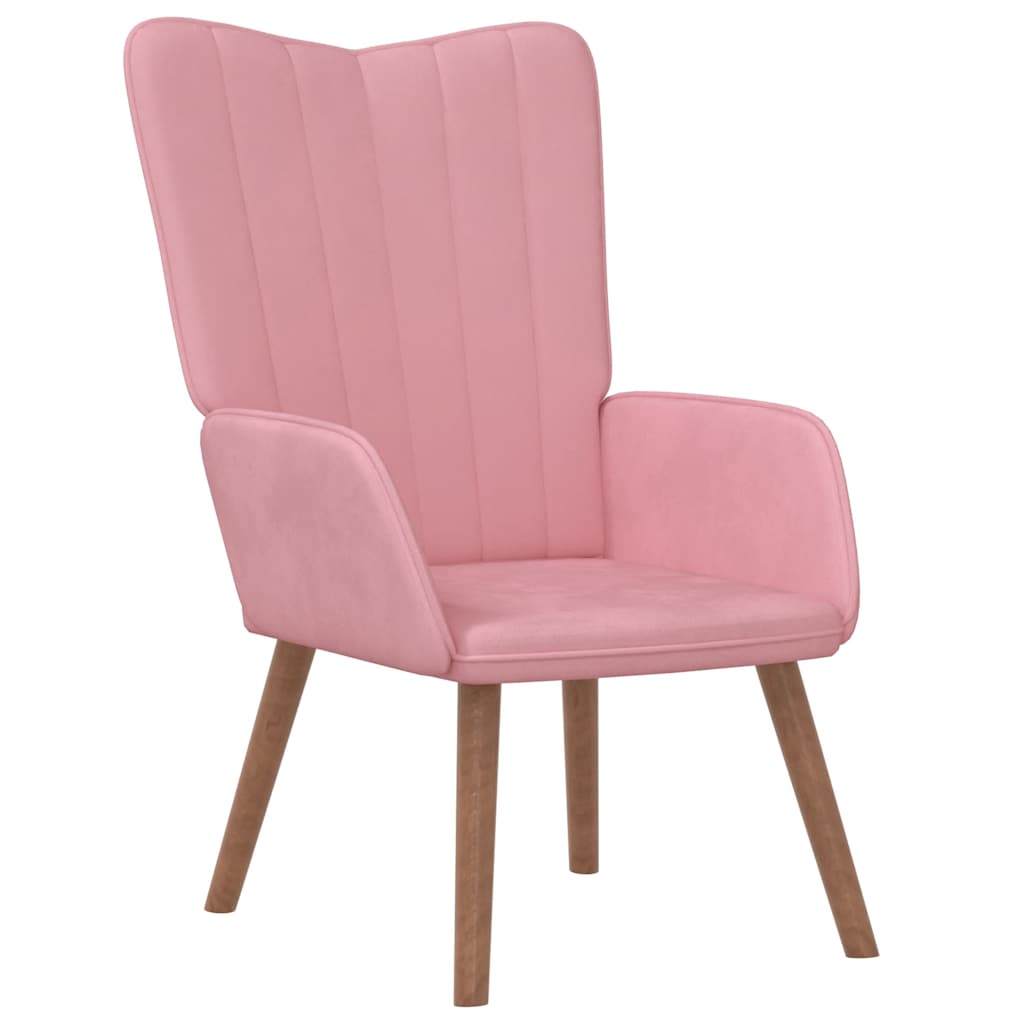 Sillón de relax con taburete terciopelo rosa vidaXL