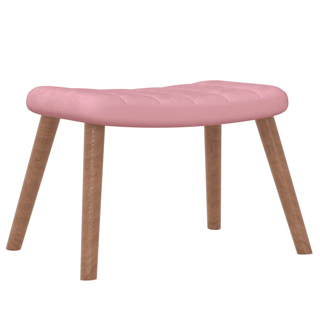 Sillón de relax con taburete terciopelo rosa vidaXL