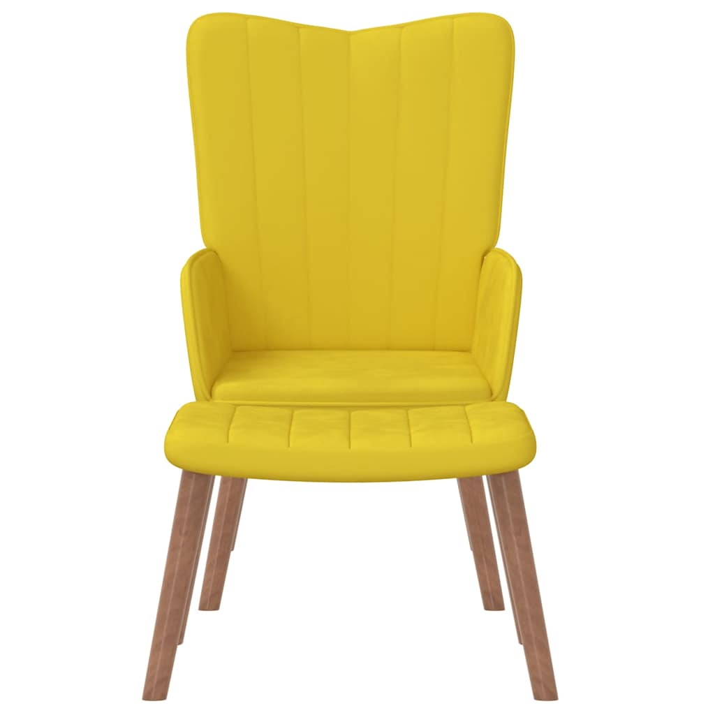 Sillón de relax con taburete terciopelo amarillo mostaza