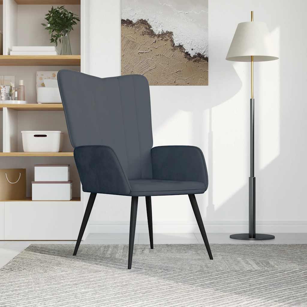 Vetonek Sillón de relax de terciopelo gris oscuro