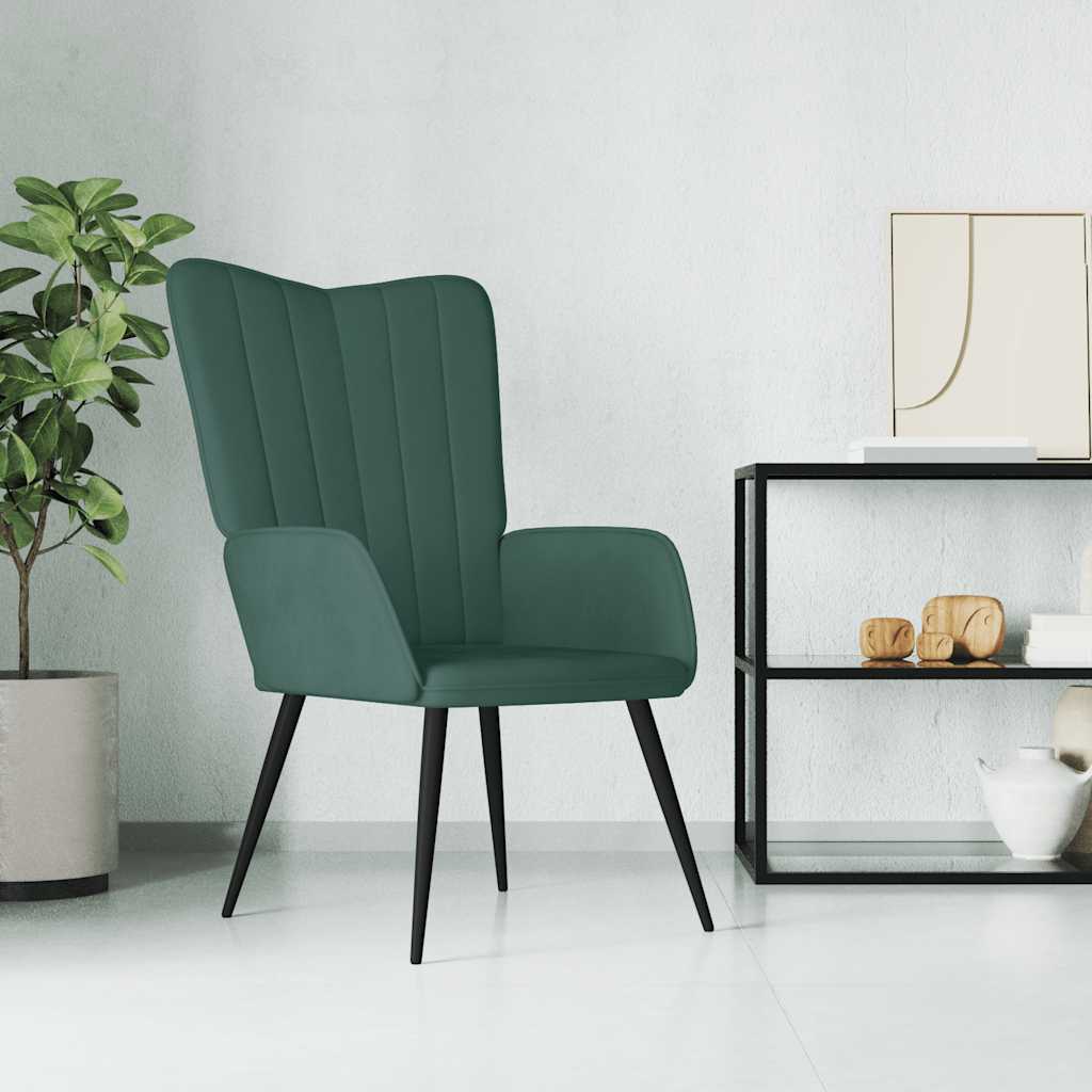 Vetonek Sillón de relax de terciopelo verde oscuro