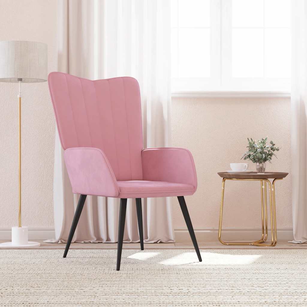 Vetonek Sillón de relax de terciopelo rosa