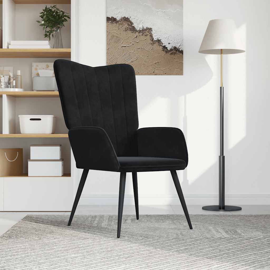 Vetonek Sillón de relax de terciopelo negro