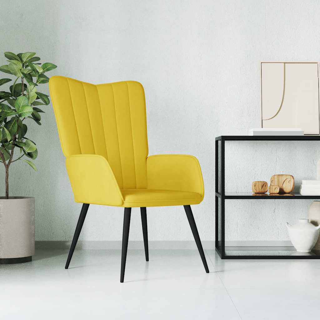 Vetonek Sillón de relax de terciopelo amarillo mostaza