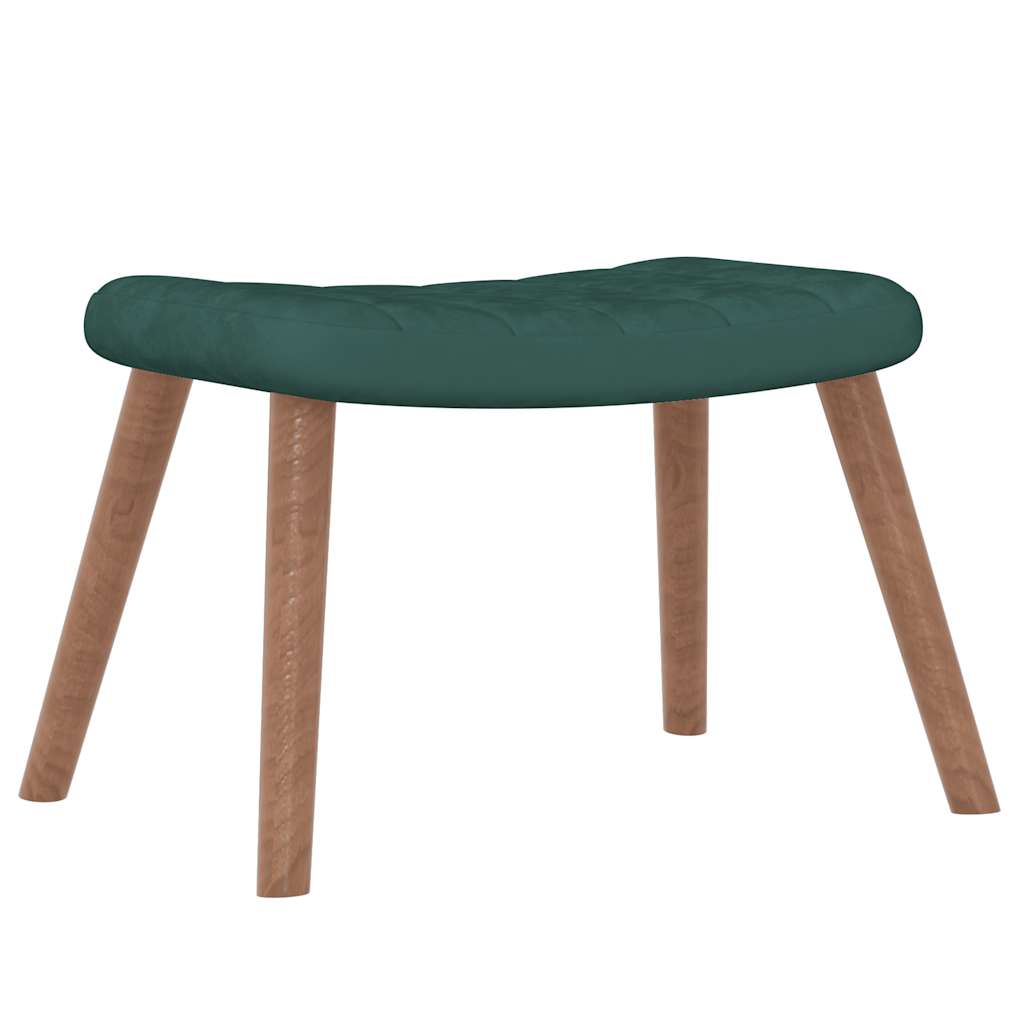 Silla mecedora con reposapiés terciopelo verde oscuro vidaXL