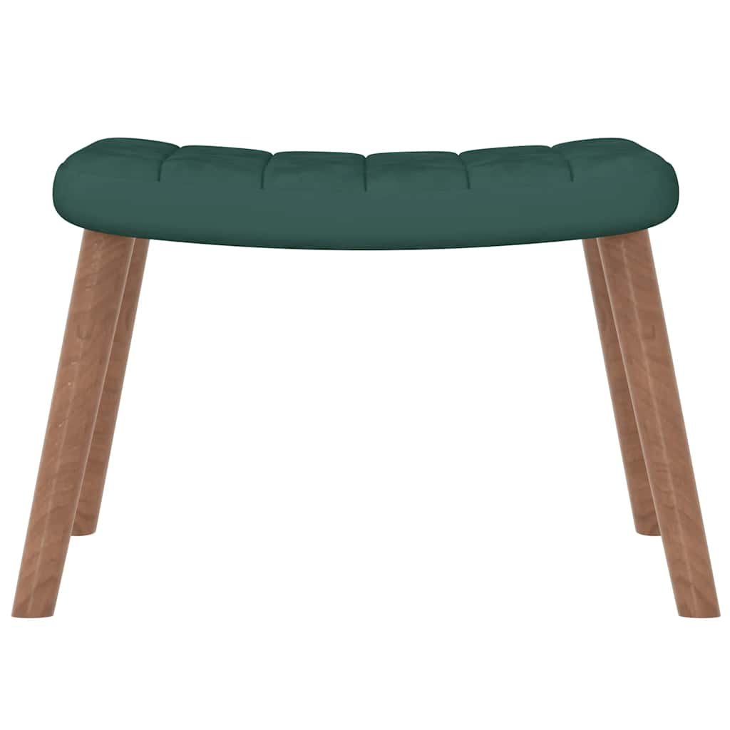 Silla mecedora con reposapiés terciopelo verde oscuro vidaXL