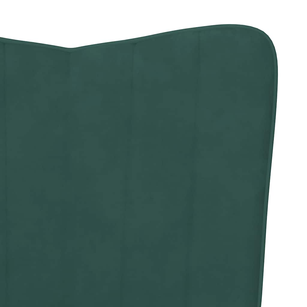 Silla mecedora con reposapiés terciopelo verde oscuro vidaXL