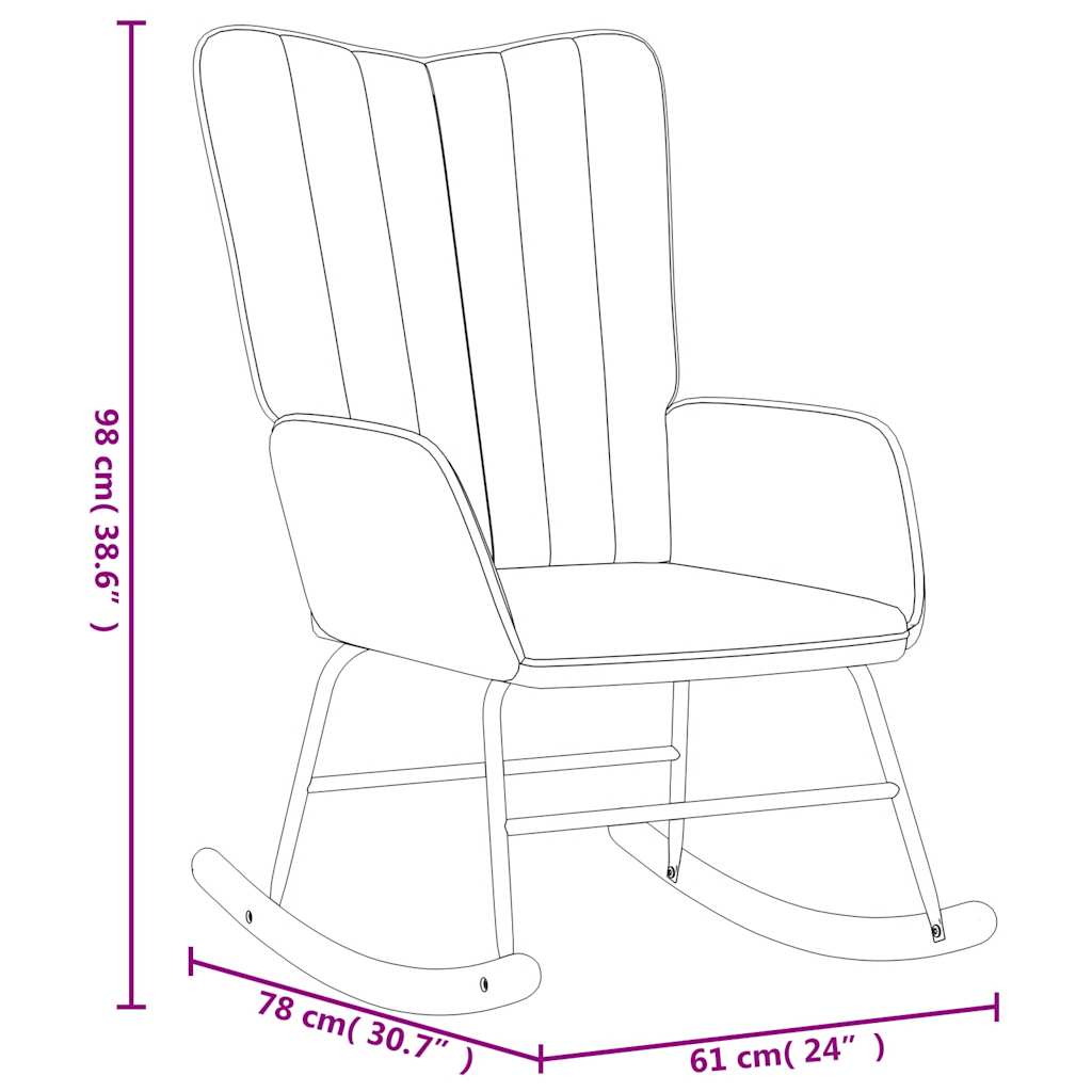 Silla mecedora con reposapiés terciopelo crema vidaXL