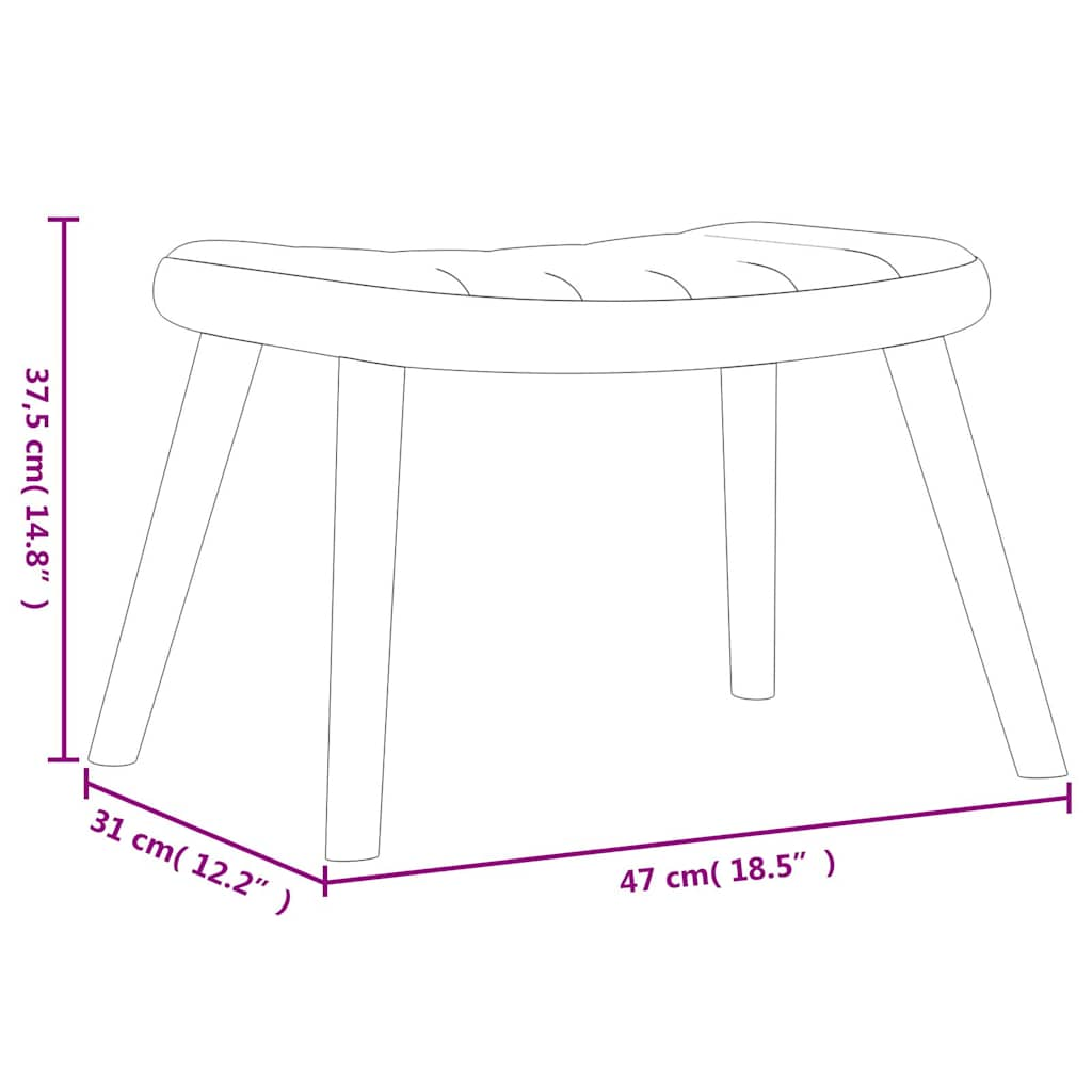 Silla mecedora con reposapiés terciopelo crema vidaXL