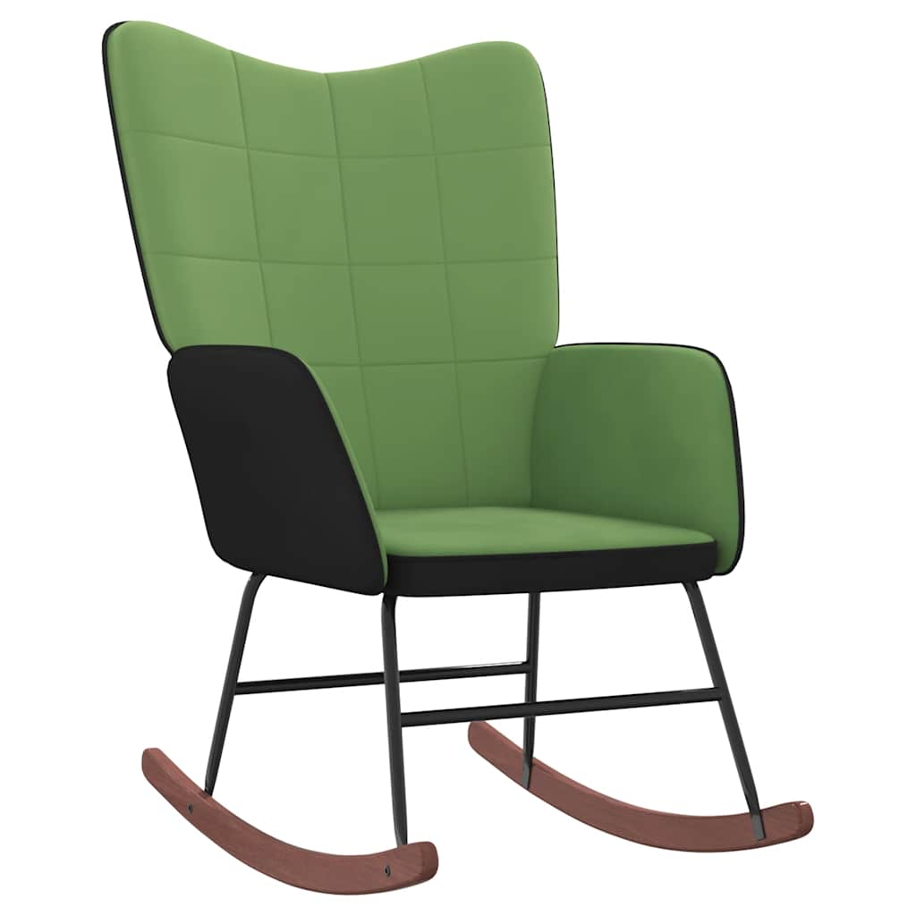 Silla mecedora de terciopelo y PVC verde claro vidaXL